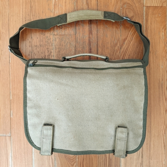 Bags Vintage Army Messenger Bag Drab Green Canvas Expandable